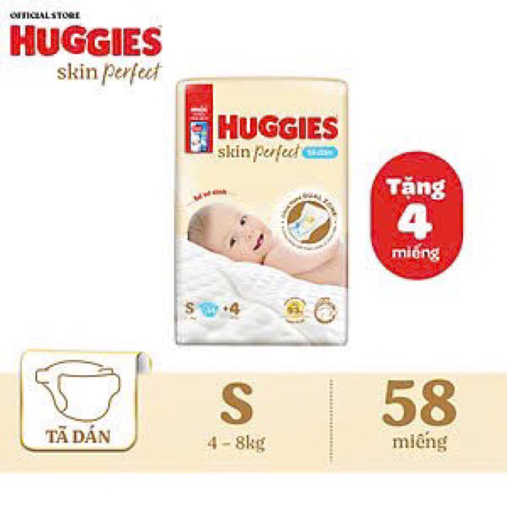 Tã dán Huggies Skin Perfect NB70+6/ S54+4