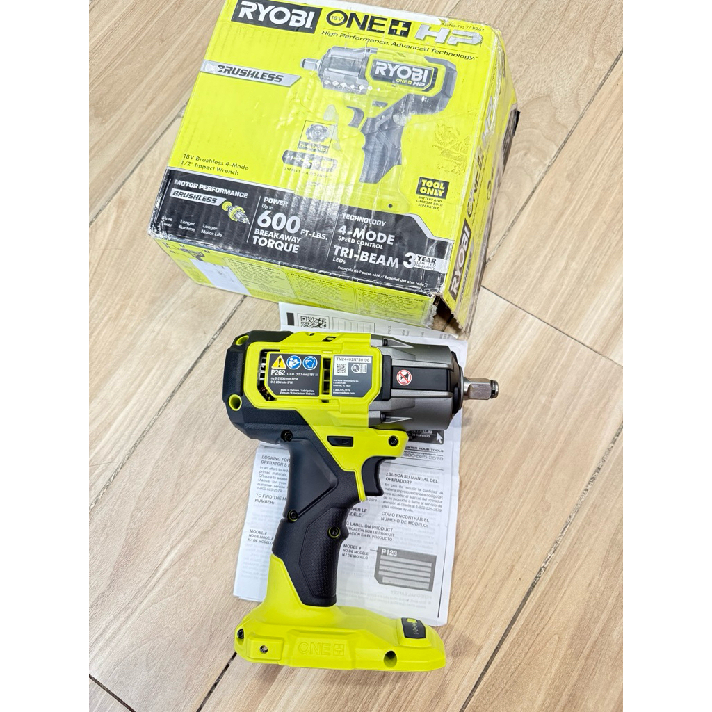 RYOBI P262 – MÁY SIẾT BULONG 1/2" KHÔNG CHỔI THAN (4 CHẾ ĐỘ)