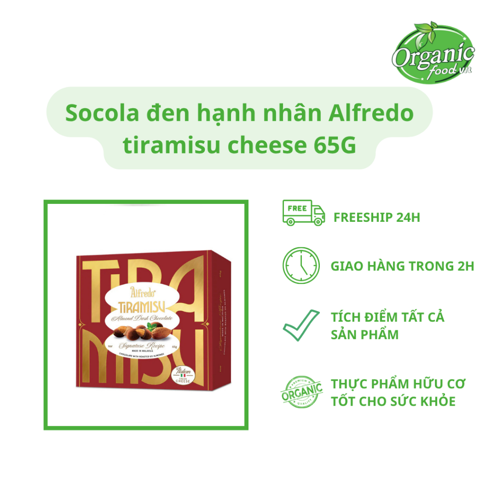 Socola đen hạnh nhân Alfredo tiramisu cheese 65G