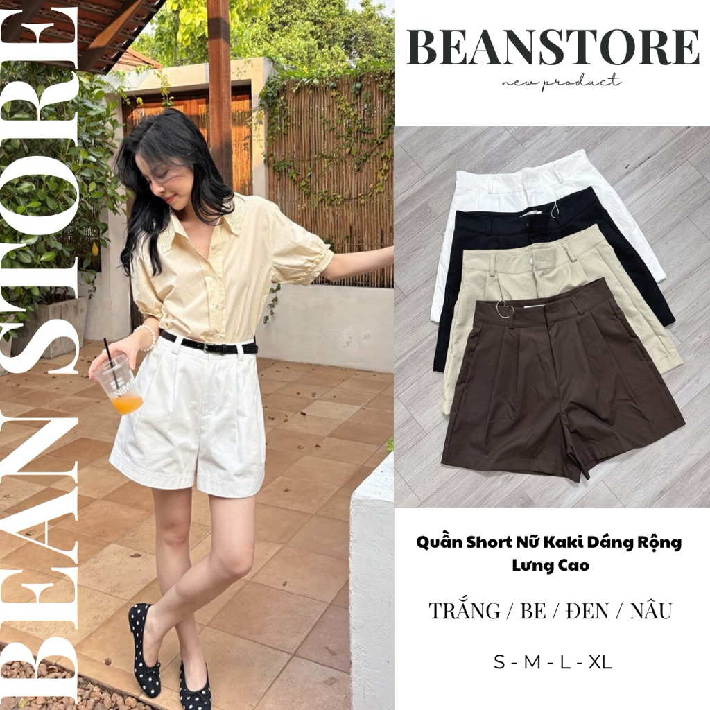 Quần Short Nữ chất liệu Kaki không nhắn Lưng cao TẶNG KÈM ĐAI Quần đùi Nữ dáng Rộng Cạp Cao Basic tôn Dáng