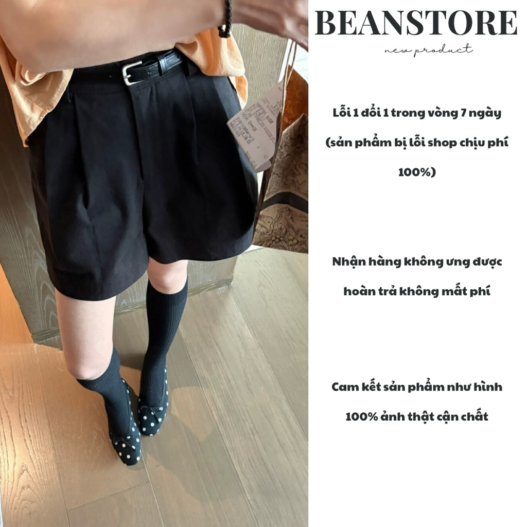 Quần Short Nữ chất liệu Kaki không nhắn Lưng cao TẶNG KÈM ĐAI Quần đùi Nữ dáng Rộng Cạp Cao Basic tôn Dáng | BigBuy360 - bigbuy360.vn