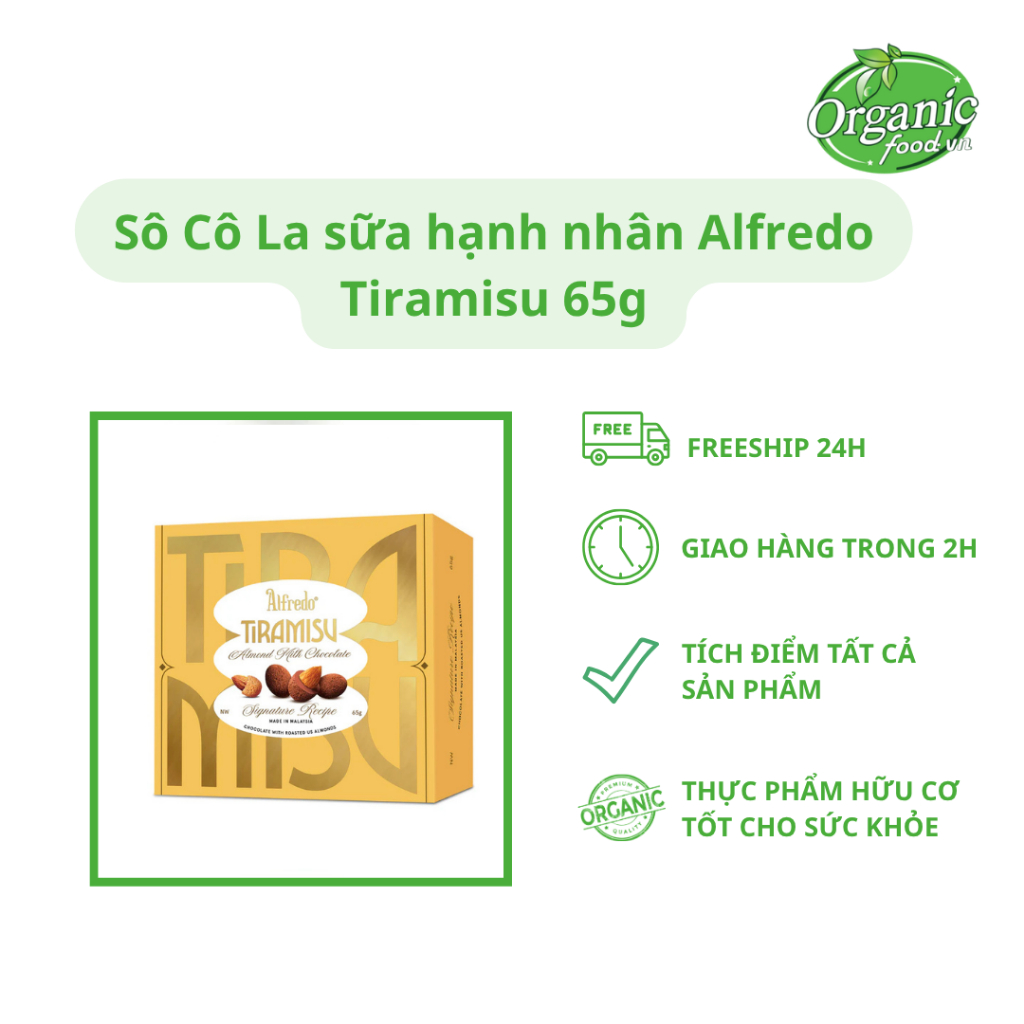 Sô Cô La sữa hạnh nhân Alfredo Tiramisu 65g