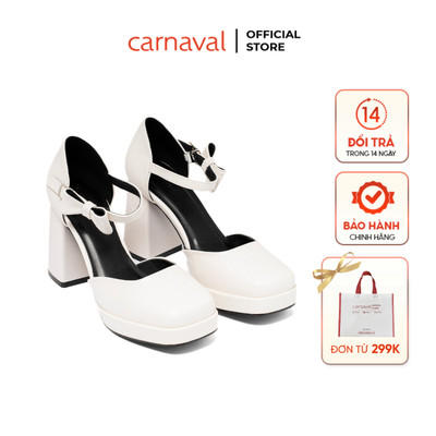 Giày cao gót mũi vuông sang trọng thiết kế hiện đại cao cấp gót vuông 9cm Carnaval - VS11
