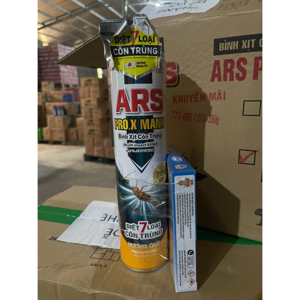 Bình xịt côn trùng PRO.X MẠNH ARS Hương Cam Tặng 1 Hộp Nhang Muỗi ARS.