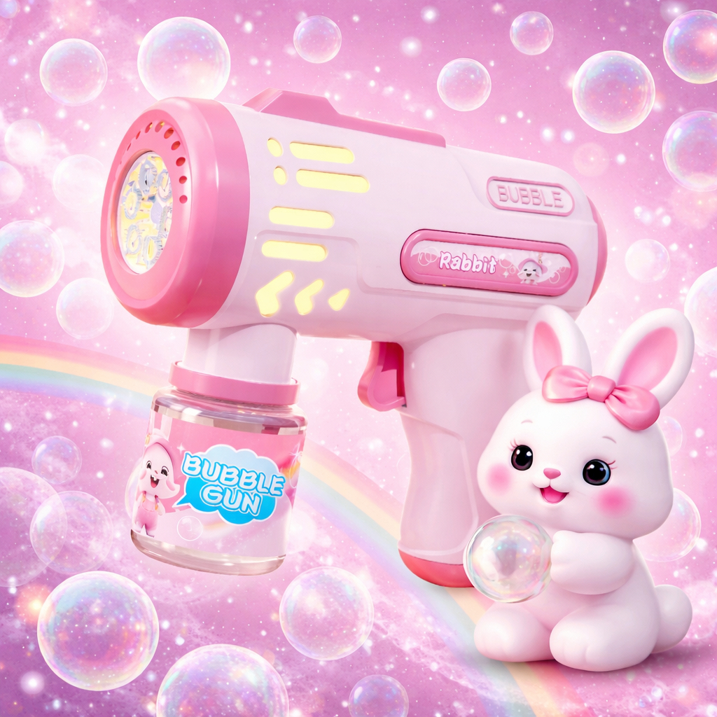 Súng Bắn Bong Bóng Mini Tự Động LED | Bubble Gun Phun Bong Bóng Liên Tục | Đồ Chơi Ngoài Trời Cho Bé