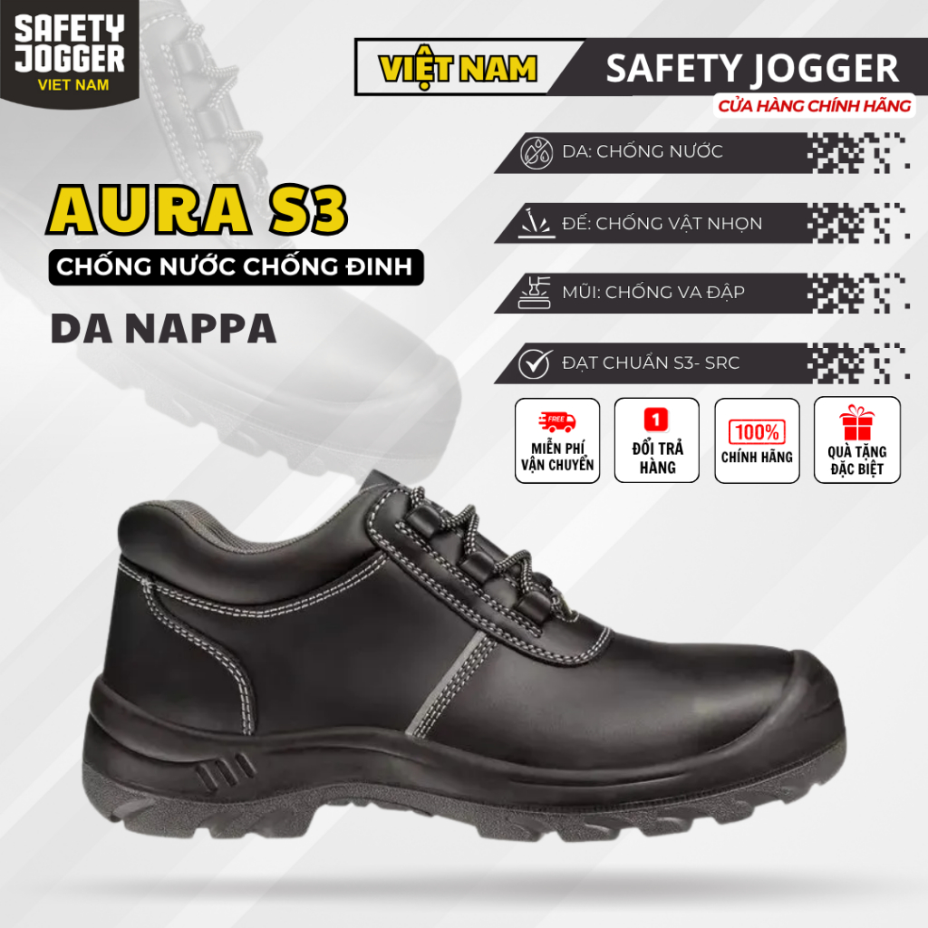 [SAFETY JOGGER] Giày Bảo Hộ Safety Jogger Aura Chống Nước Chống Tĩnh Điện Chống Đinh Trơn Trượt Dầu