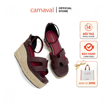 Giày Sandal Đế Xuồng Hậu Bít Carnaval Cao 9 Phân Quai Chữ H Phong Cách Hiện Đại - VS17
