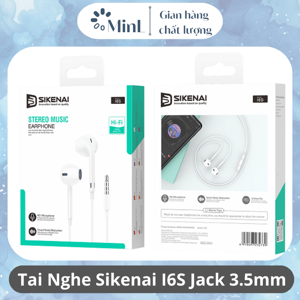[Hỏa tốc HCM] Tai nghe Sikenai I6S jack 3.5mm | Có mic, âm rõ | MinL Store