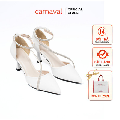 Giày sandal cao gót mũi nhọn Carnaval cao 7 phân đính xoàn đá siêu sang - VS18