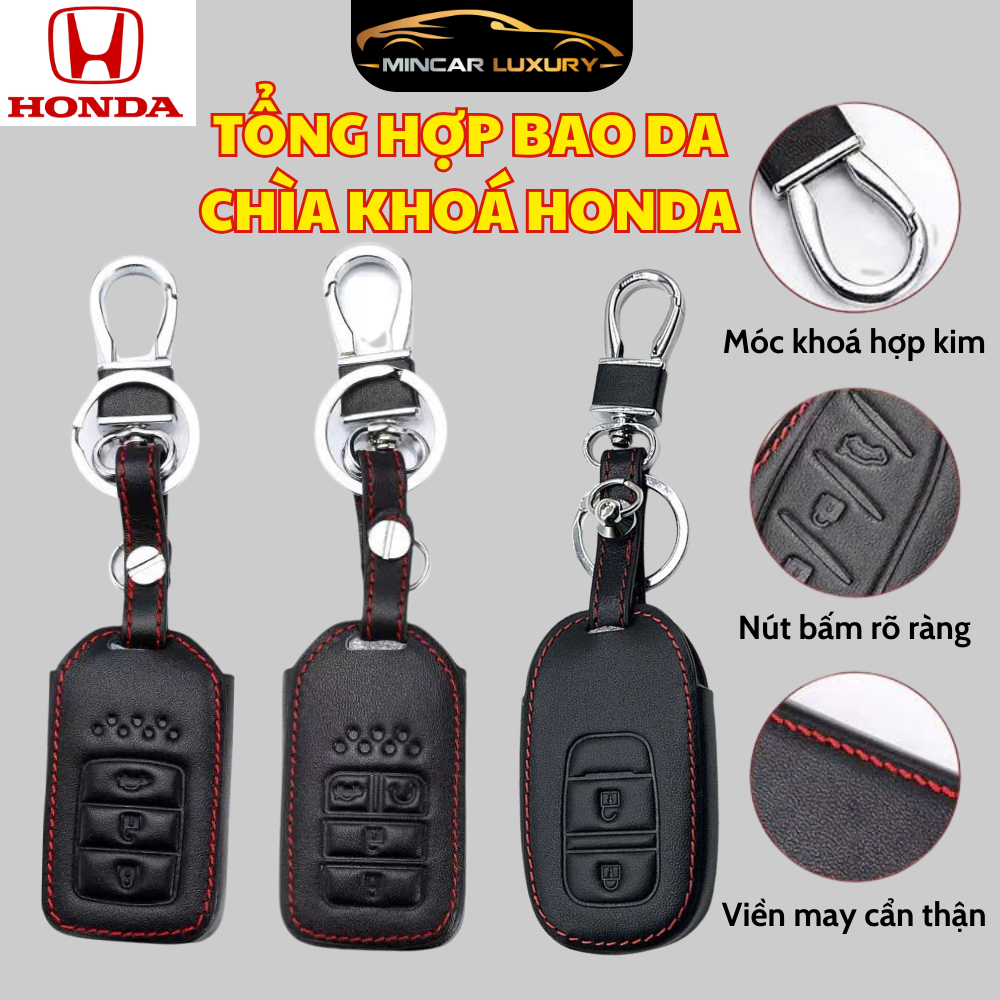 Tổng Hợp Ốp Bao Da Chìa Khoá Cao Cấp Honda Civic 2022, 2023, Accord, HRV, CRV 2024 Bản L, RS, NEW Ci