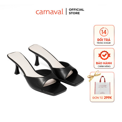 Dép Nữ Cao Gót 5p Carnaval Mũi Vuông, Quai Ngang Da Cao Cấp, Nâng Niềm Kiêu Hãnh Phái Đẹp - VS32