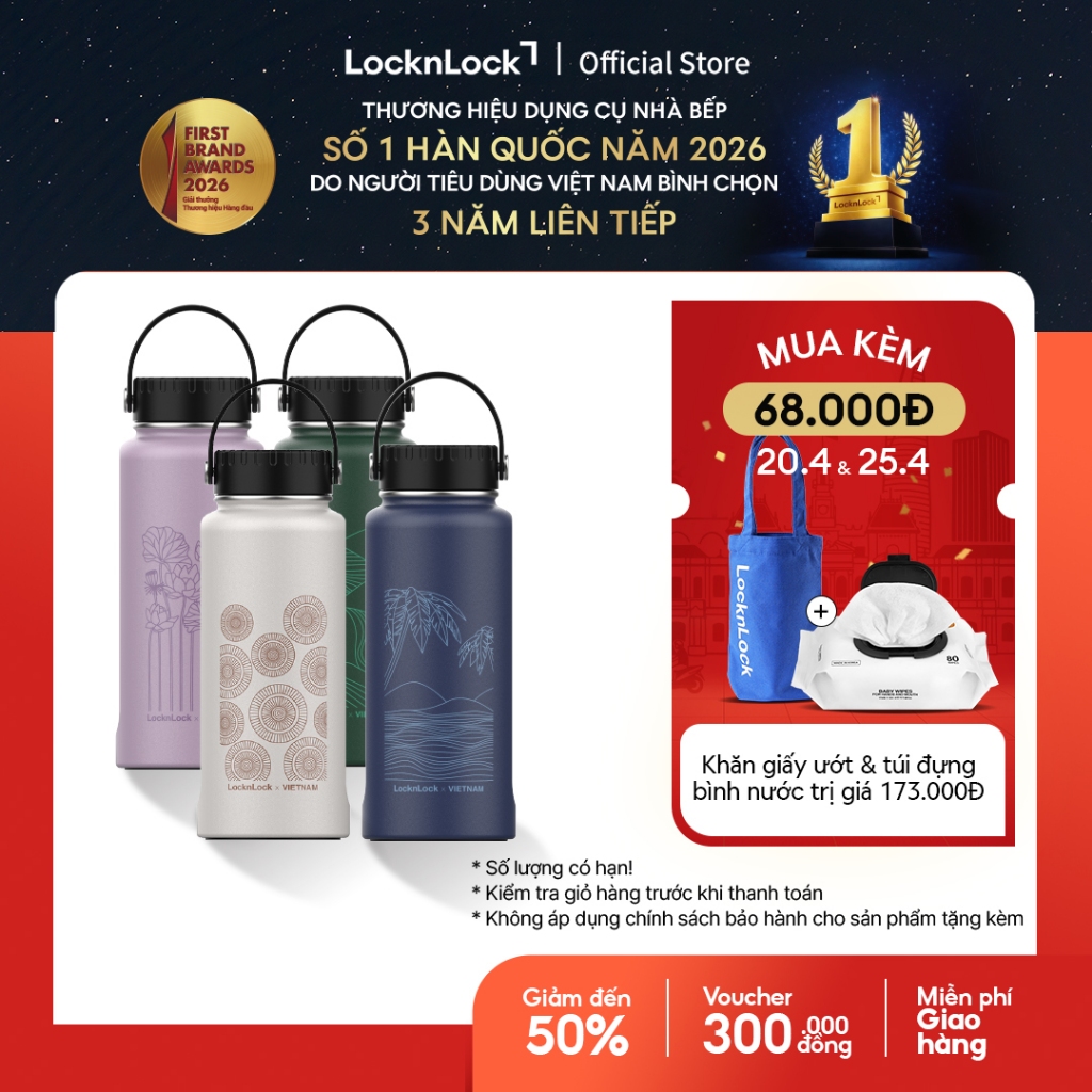 Bình giữ nhiệt Lock&Lock bằng thép không rỉ Riga Tumbler Vietnam Edition 897ml (4 phiên bản) LHC4160