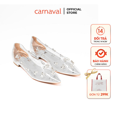 Giày Nữ Carnaval Đính Đá Trong Suốt Mũi Nhọn Hậu Bít Siêu Lấp Lánh - Sang Trọng - VS52