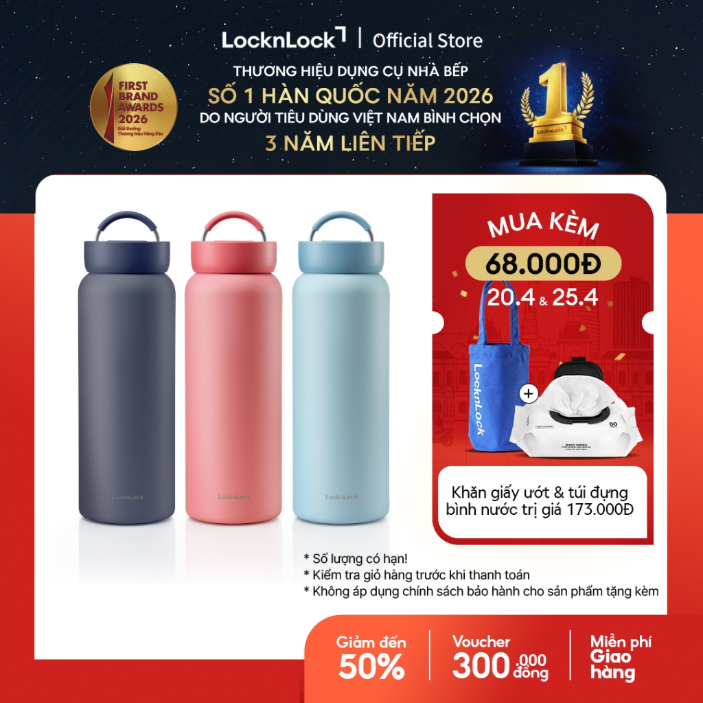 Bình giữ nhiệt Lock&Lock Jumbo Tumbler 900 ml - 3 màu (xanh dương nhạt, navy, đỏ) LHC4300 | BigBuy360 - bigbuy360.vn