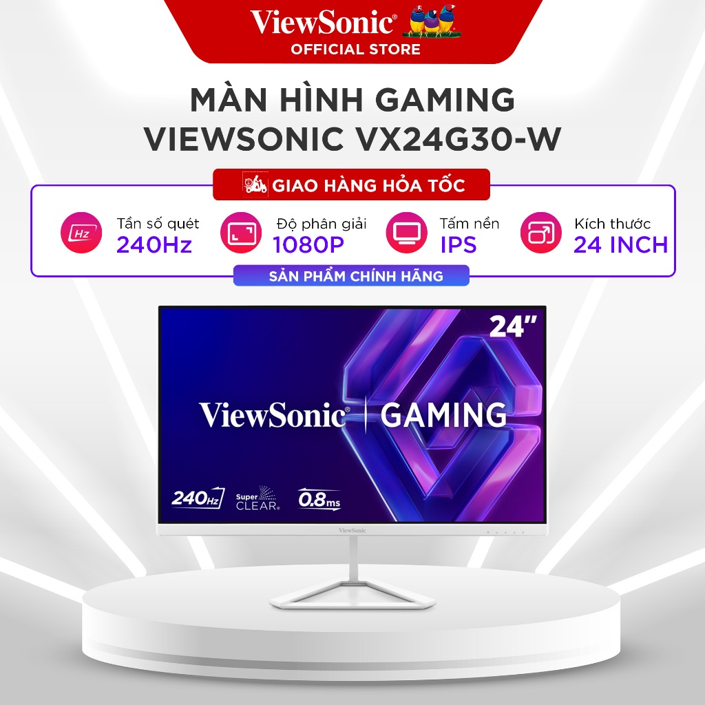 Màn hình Gaming ViewSonic VX24G30-W ( 24inch/IPS/FHD/240Hz/0.8ms /Trắng)