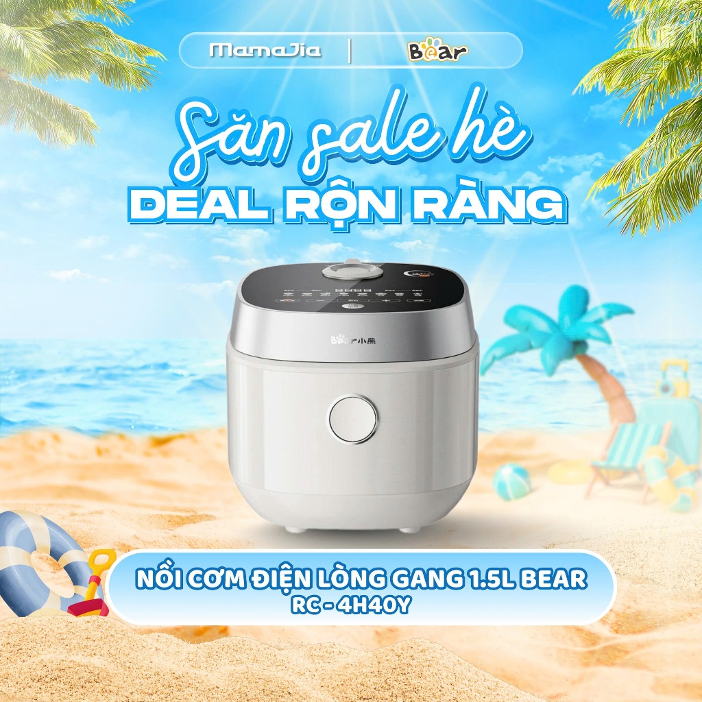 ( HÀNG MỚI VỀ) Nồi cơm điện Bear RC-4H40Y , dung tích lòng nồi 1.5L, công suất 800W, Ceramic pro 9H-