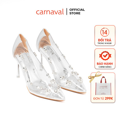 Giày Cao Gót Nữ Mika Đính Đá Carnaval Gót Nhọn 9cm, Mũi Nhọn Siêu Sang Trọng - VS84