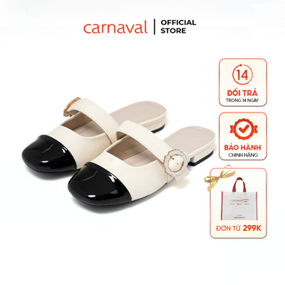 Dép Sục Nữ Carnaval Thiết Kế Quai Ngang Đính Hoa Siêu Xinh Kết Hợp Hai Màu - VS100