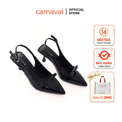 Giày Cao Gót Nữ Mũi Nhọn Đính Nơ Carnaval Gót Nhọn 5cm Thiết Kế Tinh Tế Sang Trọng - VS104