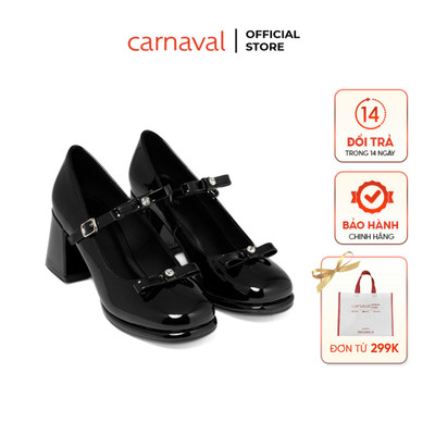 Giày Búp Bê Lolita Carnaval Đế Vuông Cao Gót 6cm - Thiết Kế Vintage, Da Bóng Sang Trọng - VS109