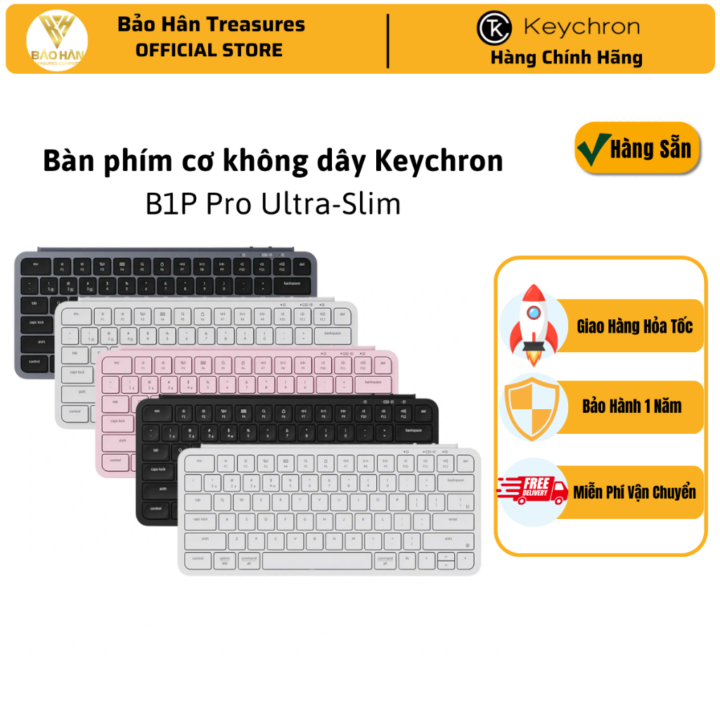 Bàn phím vi tính Keychron B1 Pro ( B1P-K ) Ultra-Slim Wireless - Hàng Chính Hãng