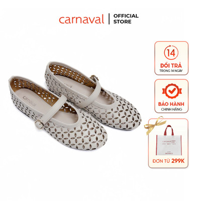 Giày Búp Bê Nữ Đế Bệt Quai Ngang Da Đục Lỗ Thoáng Khí, Phong Cách Vintage Carnaval - VS132