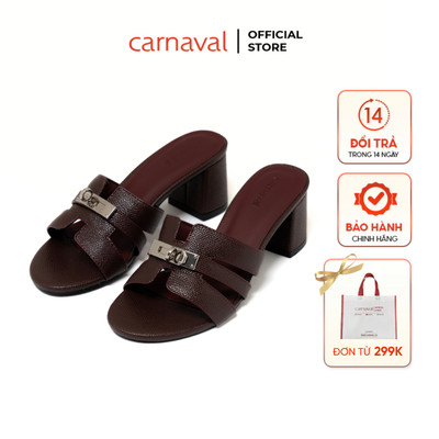 Dép Cao Gót Nữ Chữ H Cao 5cm Sang Trọng Quai Ngang Khóa Kim Loại Carnaval - VS134