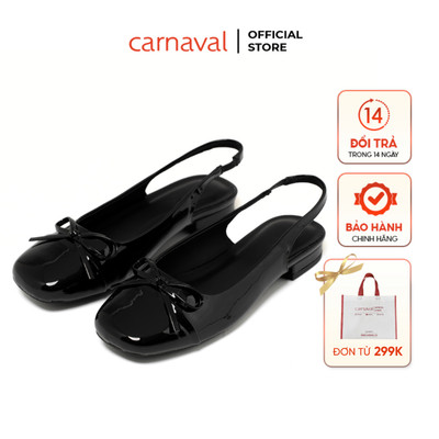 Giày Sục Nữ Da Bóng Đính Nơ Carnaval Siêu Xinh Kèm Quai Chun Co Giãn, Dễ Đi - VS135