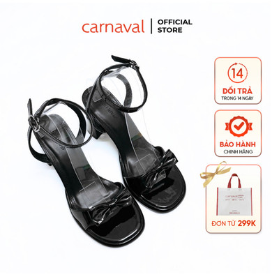 Sandal Cao Gót Nữ Quai Đính Nơ Carnaval Sang Trọng - Gót Đế Vuông 8cm Phối Đồ Cực Xinh - VS136