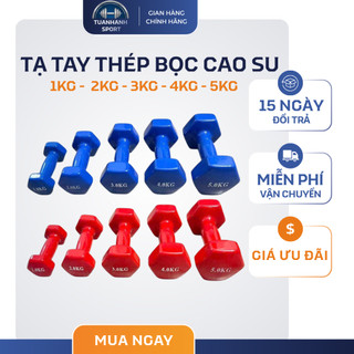 Tạ Tay Thép Bọc Cao Su 1-5kg – Tạ Tập Gym Cao Cấp Cho Nam Nữ, Êm Tay, Chống Trượt, Tập Tay Vai Ngực Tại Nhà