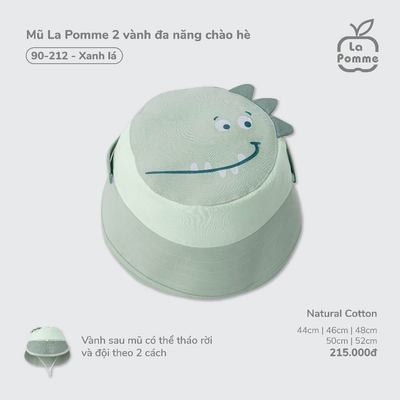 Mũ La Pomme 2 vành đa năng chào hè - Sợi Natural Cotton thoáng mát – Bé trai/gái - 44cm/46cm/48cm/50cm/52cm