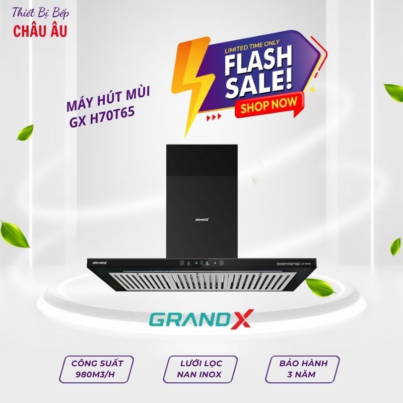 Máy hút mùi áp tường chữ T GrandX GX H70T65 – Giá tốt, hút khỏe, dễ lắp đặt