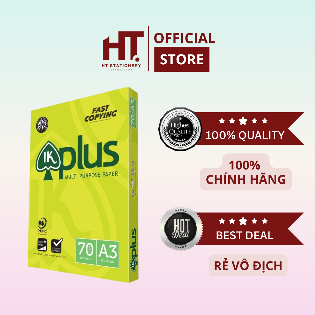 [HT STATION x IK PLUS] Giấy in A3 500 tờ IK Plus chất lượng cao