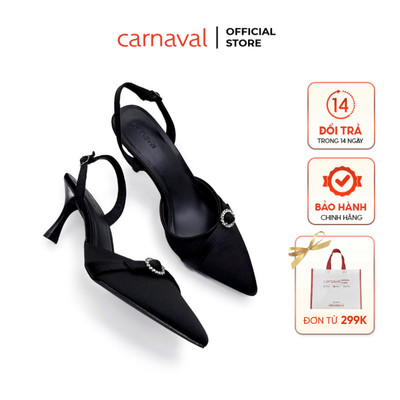 Giày Cao Gót Nữ Carnaval Mũi Nhọn Gót Nhọn 7cm Đính Kim Loại Lấp Lánh Công Sở Thanh Lịch - VS155