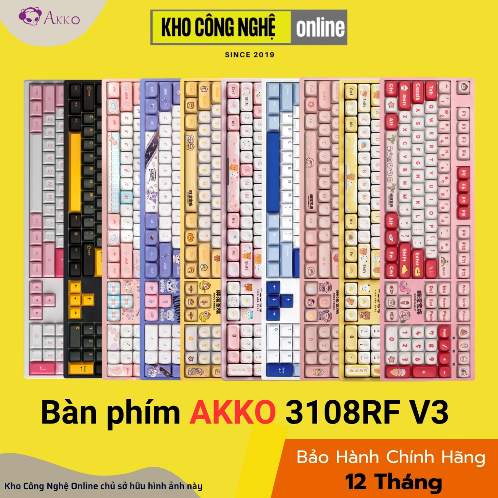 Bàn Phím Cơ Không Dây AKKO 3108RF V3 Prunus Lannesiana / Black & Gold / Glacier - Hàng Chính Hãng