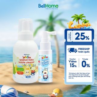 Combo Xịt sâu răng và Nước rửa bình BellHome – Ngừa sâu răng, Khử khuẩn, An toàn cho bé từ 1 tuổi