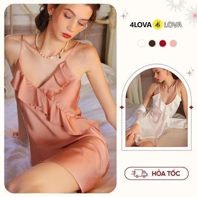 Váy ngủ 2 dây 4LOVA chất lụa Latin cao cấp mềm mại quyến rũ - Váy ngủ Peony - EVA0159