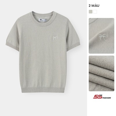 Áo Len Nữ Cộc Tay 5S FASHION Thêu Nơ Nữ Tính, Phom Dáng Thoải Mái W0ALC26024