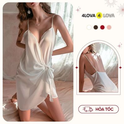 [CHE TÊN - HỎA TỐC] Váy ngủ lụa cao cấp 4LOVA mềm mịn quyến rũ và thanh lịch Váy ngủ lụa hai dây chất liệu Latin EVA0154