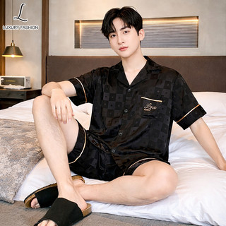 Bộ Pijama Nam LUXURY FASHION lụa Latin cao cấp tay ngắn mềm mát mặc nhà mặc ngủ thoải mái - Bộ cộc tay quần ngắn M001