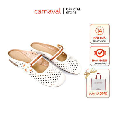 Dép Sục Nữ Carnaval Đục Lỗ Hoa Cài Quai Ngang Đế Bệt Êm Chân - Phong Cách Vintage - VS175