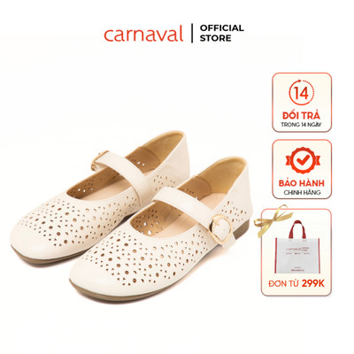 Giày Búp Bê Nữ Carnaval Đục Lỗ Thoáng Khí Quai Ngang Khóa Cài Thời Trang Đế Thấp Êm Chân - VS176