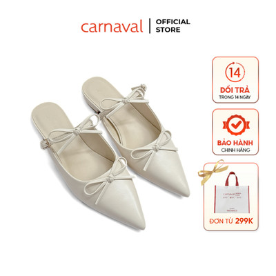 Dép Sục Nữ Carnaval Mũi Nhọn Cột Nơ Dễ Thương, Đế Bệt Thời Trang Công Sở & Dạo Phố - VS177