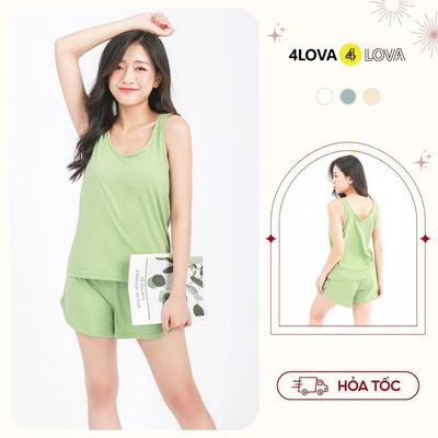 Sét bộ đồ sát nách nữ mặc nhà 4LOVA chất thun cotton cao cấp