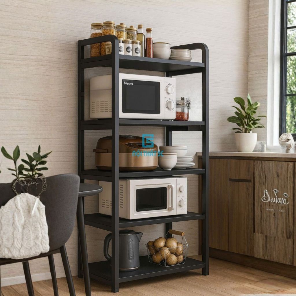 Tủ bếp đa năng, kệ để lò vi sóng, nồi cơm tiện tiện dụng khung thép sơn tĩnh điện mặt gỗ MDF