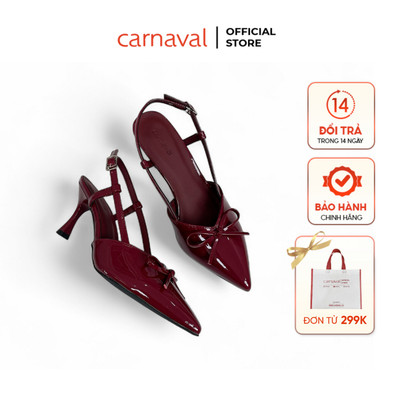 Giày Cao Gót Quai Hậu Nữ Carnaval Mũi Nhọn Da Bóng Cao 7cm Sang Trọng Đi Làm, Đi Chơi - VS181