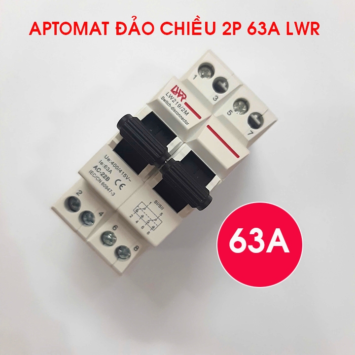 Cầu dao đảo chiều 2P 63A LWR-aptomat đảo chiều- bộ chuyển đổi 2 nguồn điện- cb đảo chiều - DHDT