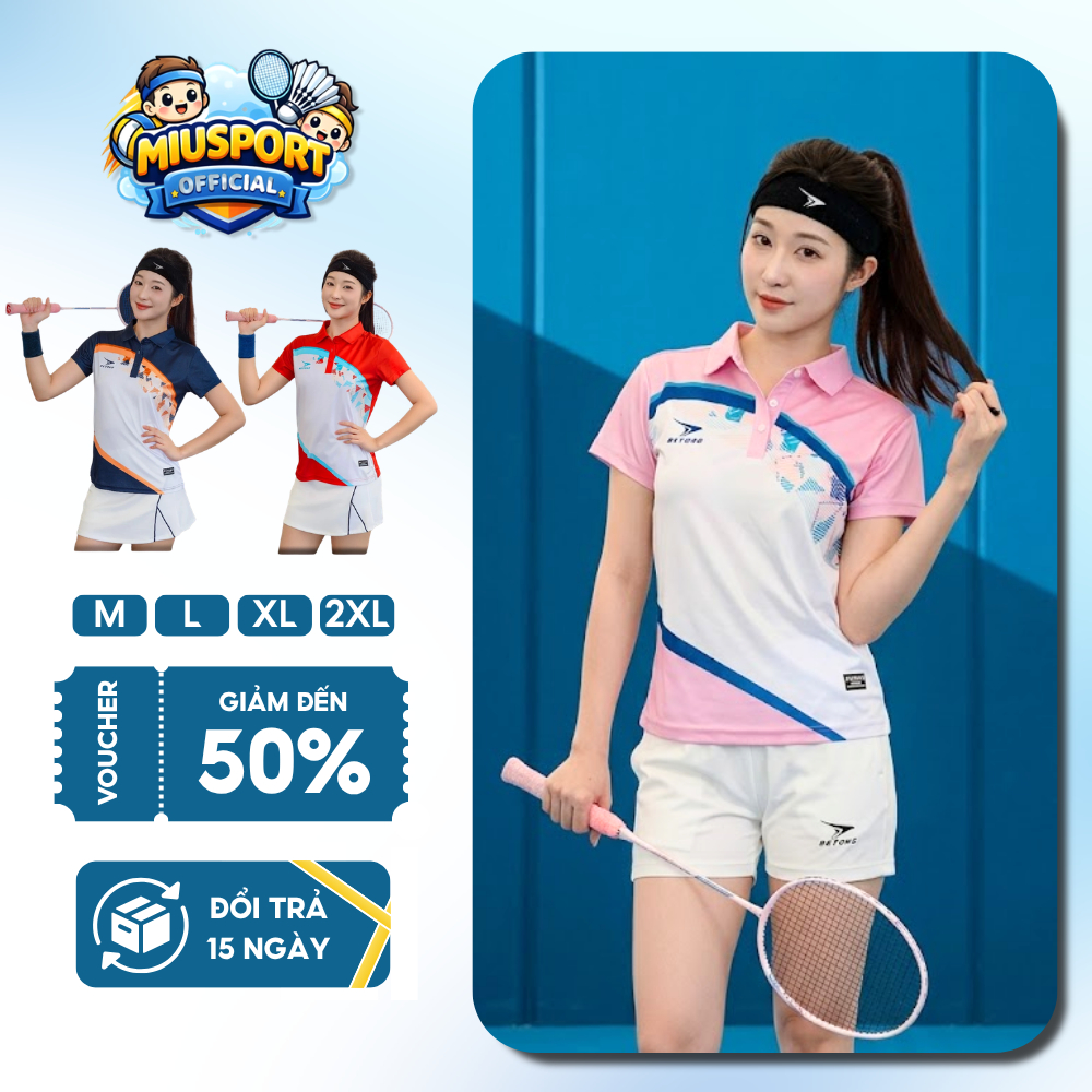 Áo Thể Thao Cầu Lông Nữ Beyono Vicky CL12 Chất Vải Co Giãn Thoáng Mát Thấm Hút Mồ Hôi - MIU SPORT