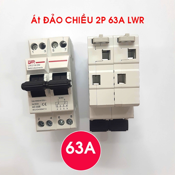 Át đảo chiều 63A LW, Atomat đảo phase LWR 63A 220V, Cầu dao đảo chiều 63A dạng atomat