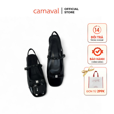 Giày Sục Nữ Quai Hậu Da Bóng Đính Nơ, Mũi Vuông Thời Trang Carnaval, Tiểu Thư - VS188